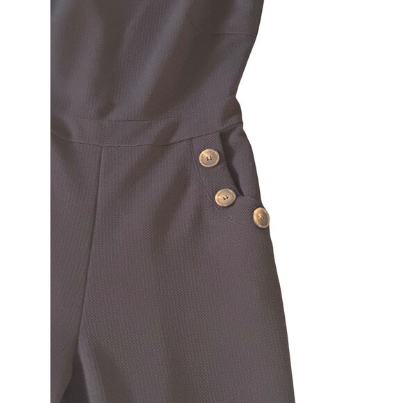 ROMEO & JULIET COUTURE Black Crop Leg Button Jumpsuit Size Medium - Picture 8 of 10